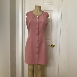 SHEIN Dusty Rose Button-Front Sleeveless Shift Dress